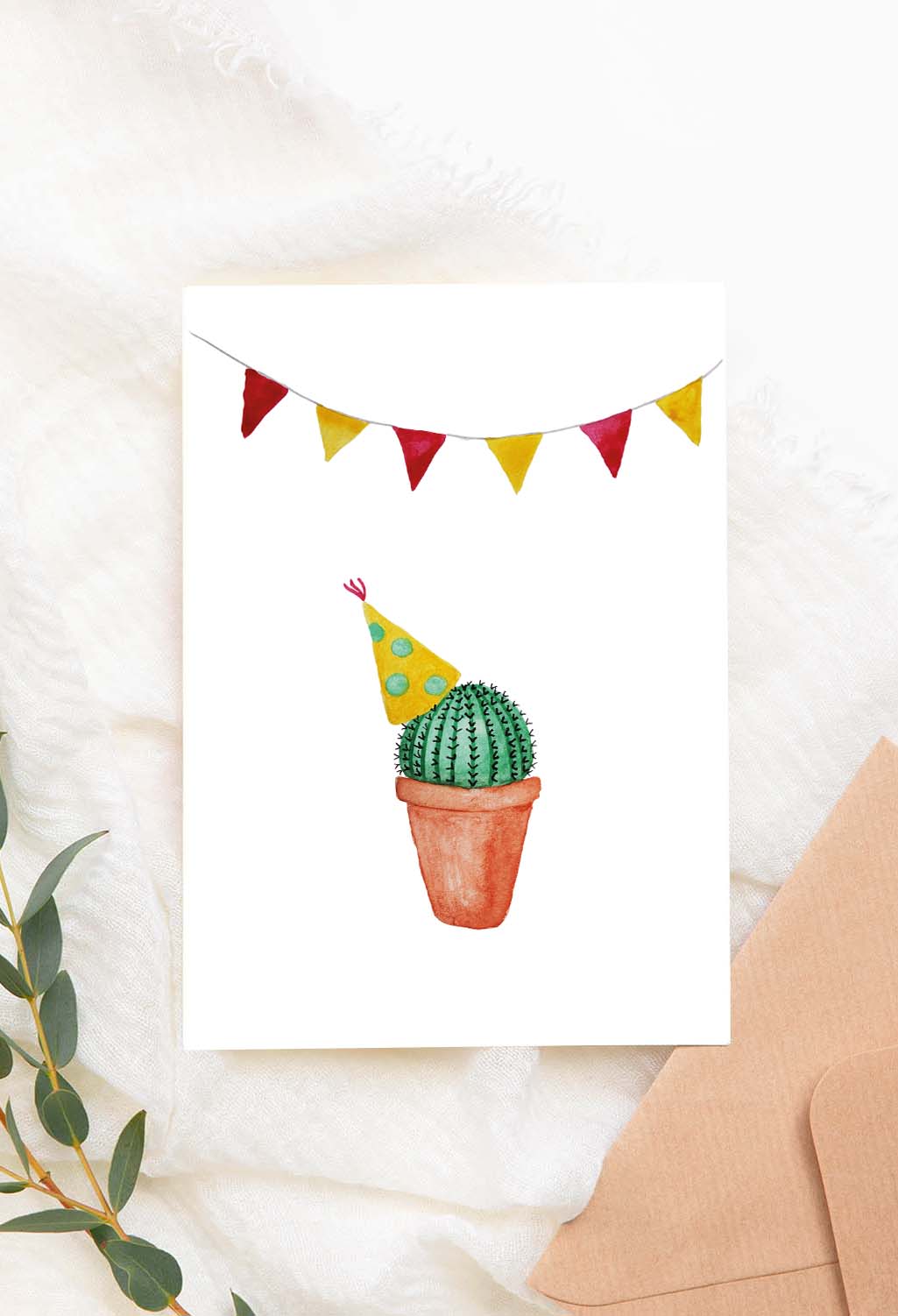 Duurzame wenskaarten verjaardag cactus. Hannah Illustreert collectie