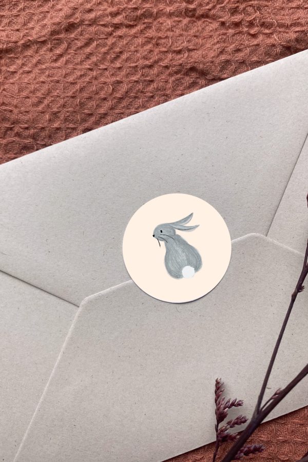 Sluitzegel met konijntje passend bij een geboortekaartje - Hannah Illustreert