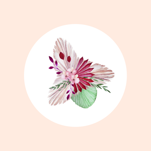 Sluitzegel met droogbloemen passend bij een trouwkaart - Hannah Illustreert