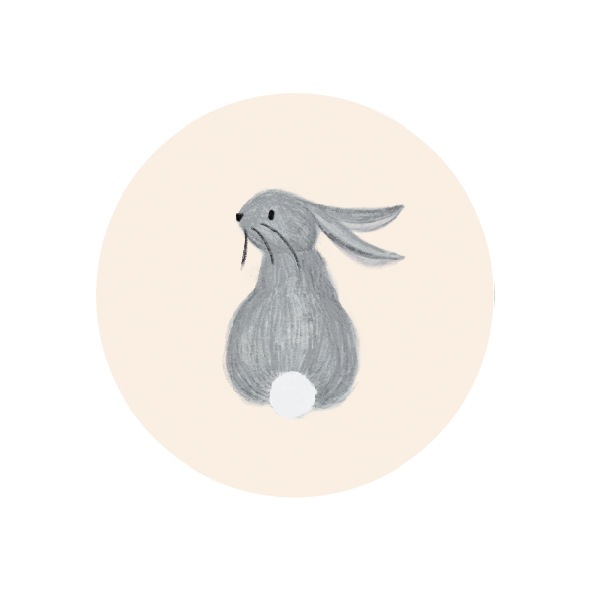 Sluitzegel met konijntje passend bij een geboortekaartje - Hannah Illustreert
