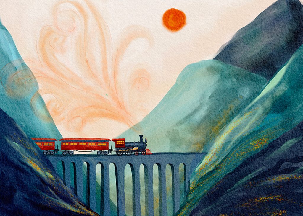 Hannah Illustreert - trein in landschap